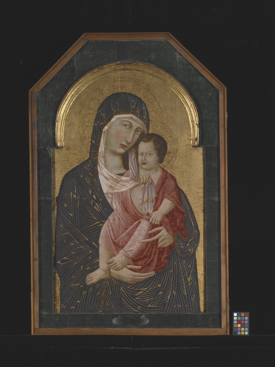 Madonna és gyermek (tempera és arany a fán) alkotó: Icilio Federico (attr. to) Joni