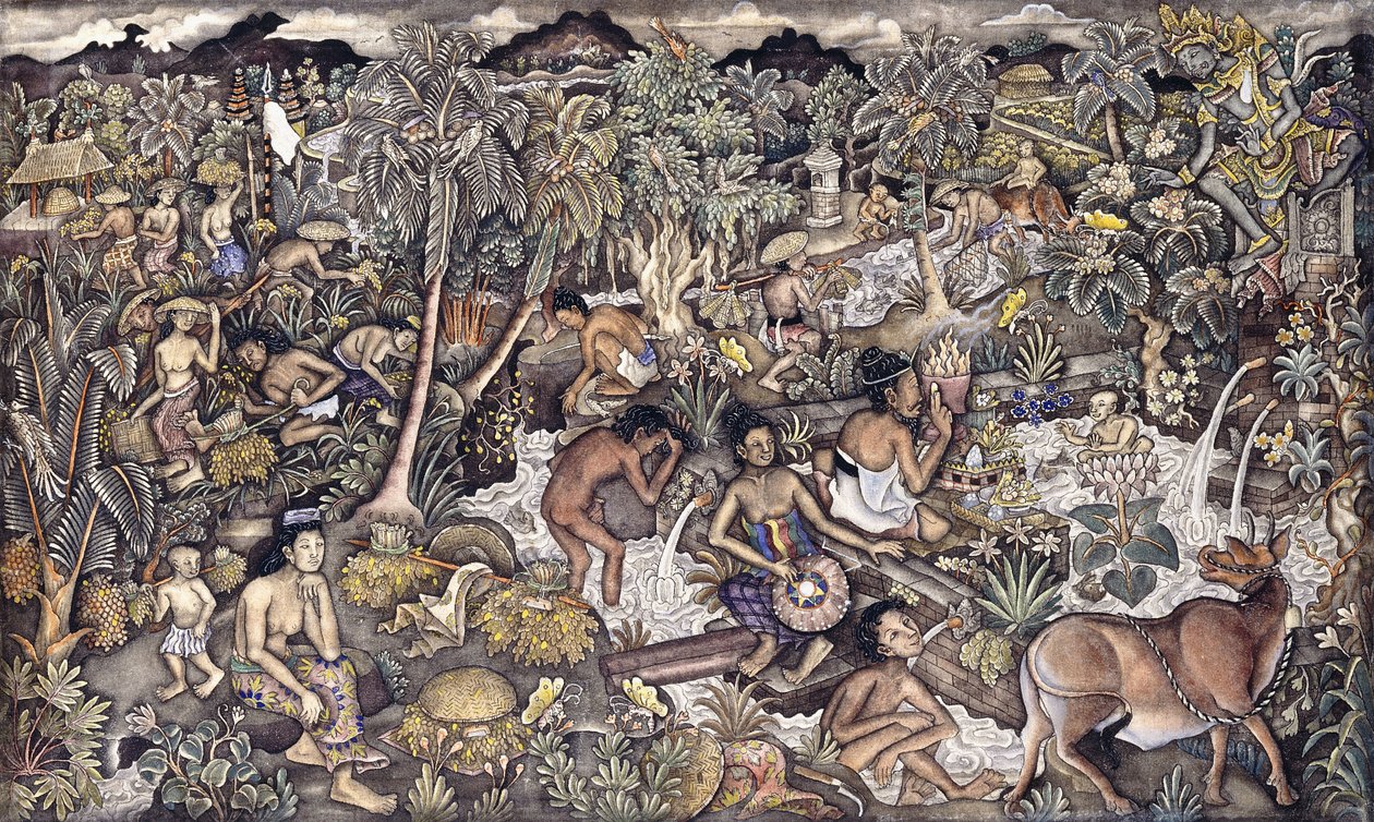 Bali Life, 1940 körül (olaj, sajtkendő) alkotó: Ida Bagus Kembeng