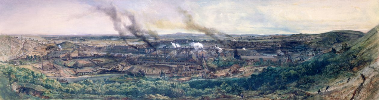 Le Creusot-i gyárak 1848-ban, 1855-ben (olaj, papír) (lásd a 157311-es részletet) alkotó: Ignace Francois Bonhomme