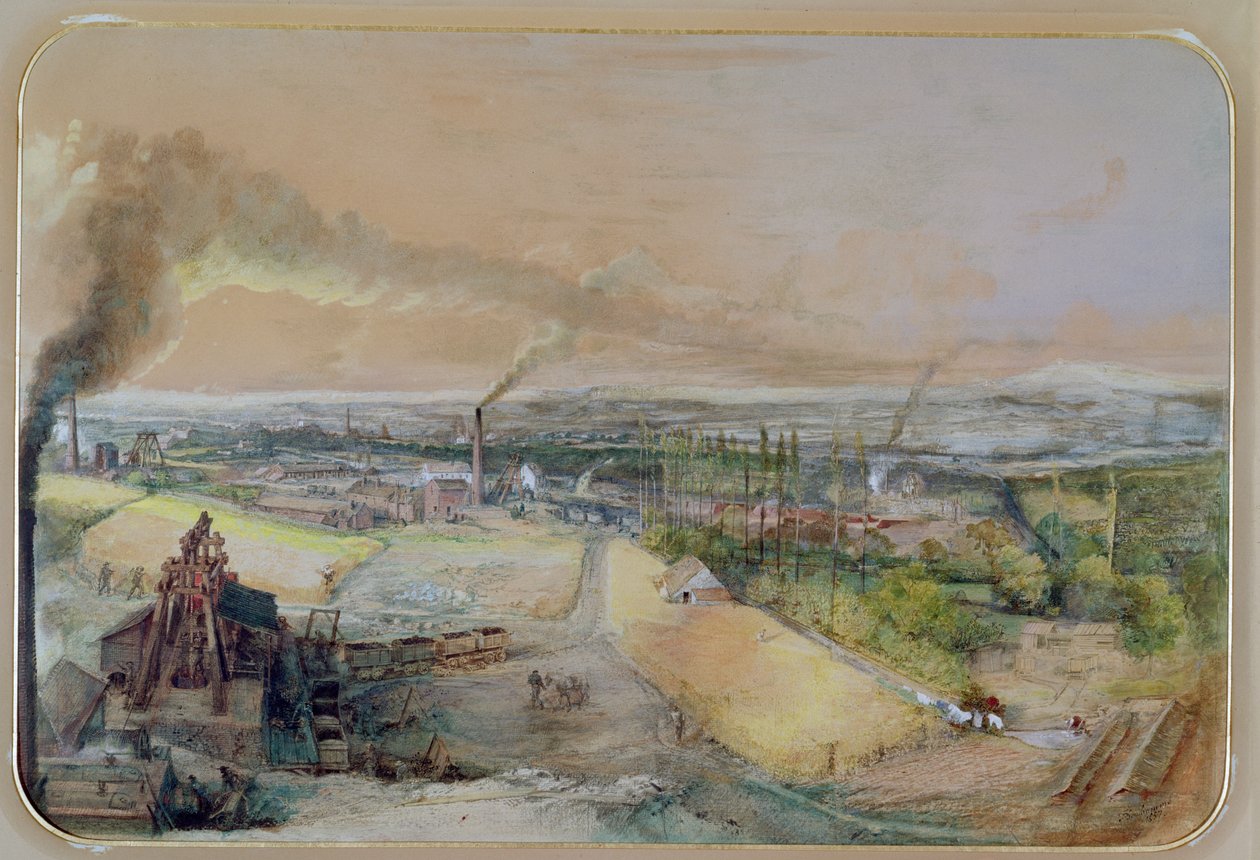 Ipari táj a Blanzy szénmezőn, Saone-et-Loire, 1860 körül alkotó: Ignace Francois Bonhomme