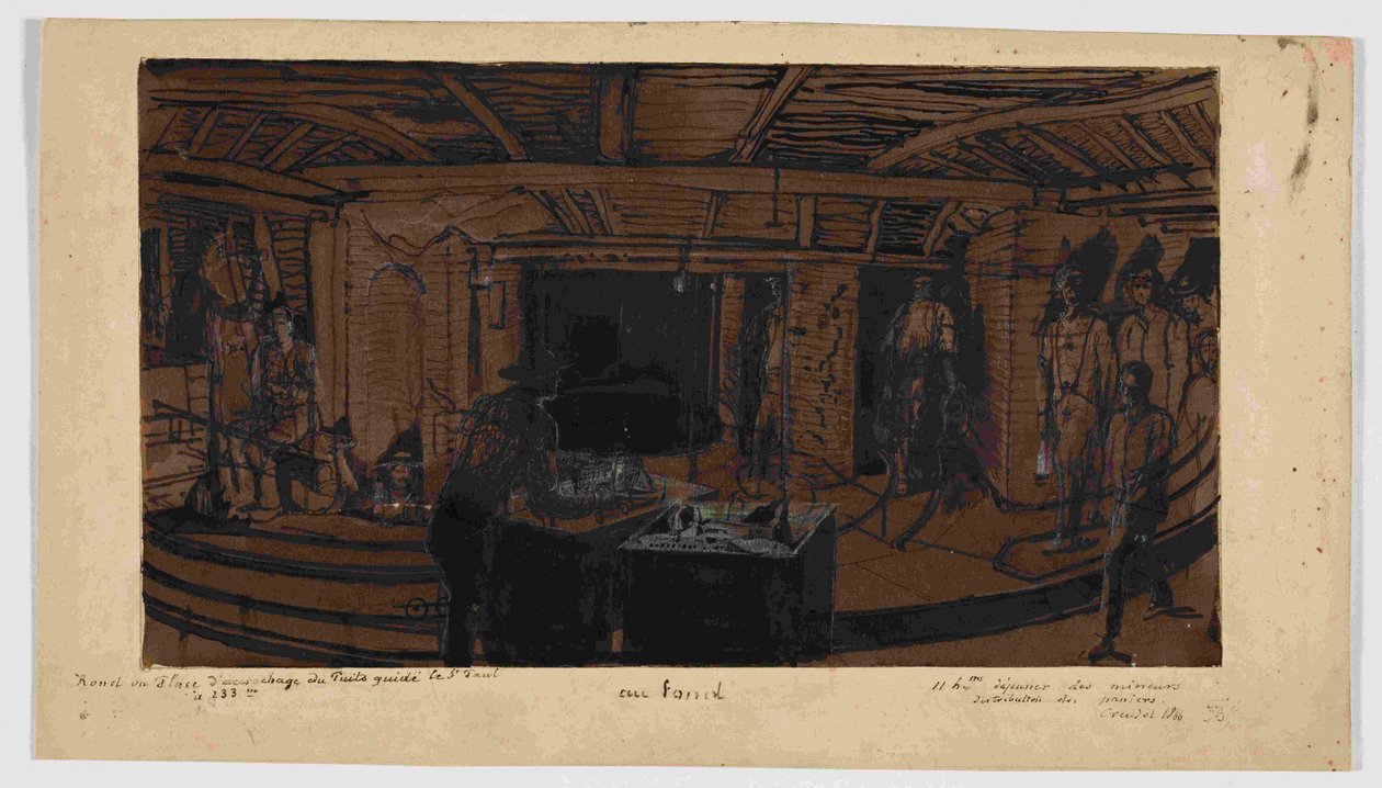 A háttérben a bányászok ebédje, 1866 alkotó: Ignace Francois Bonhomme