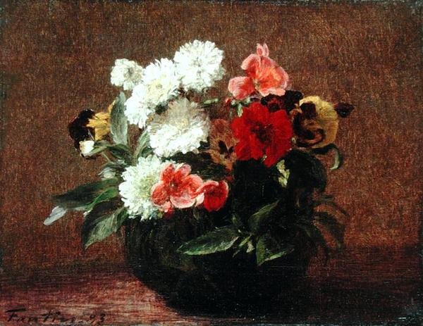 Virágok egy agyagedényben alkotó: Ignace Henri Jean Fantin Latour