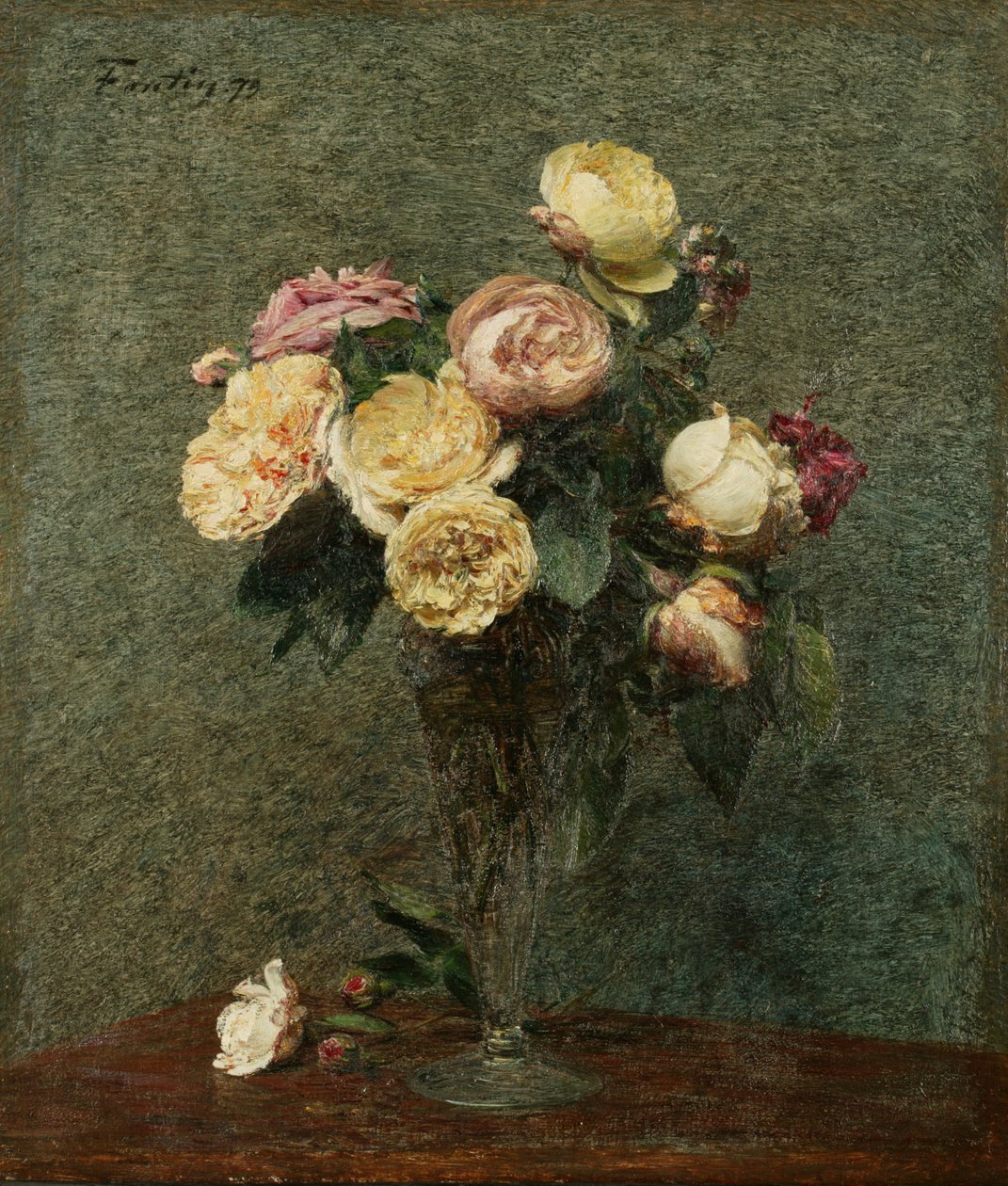 Still Life: Roses in a Glass Vase alkotó: Ignace Henri Jean Fantin Latour