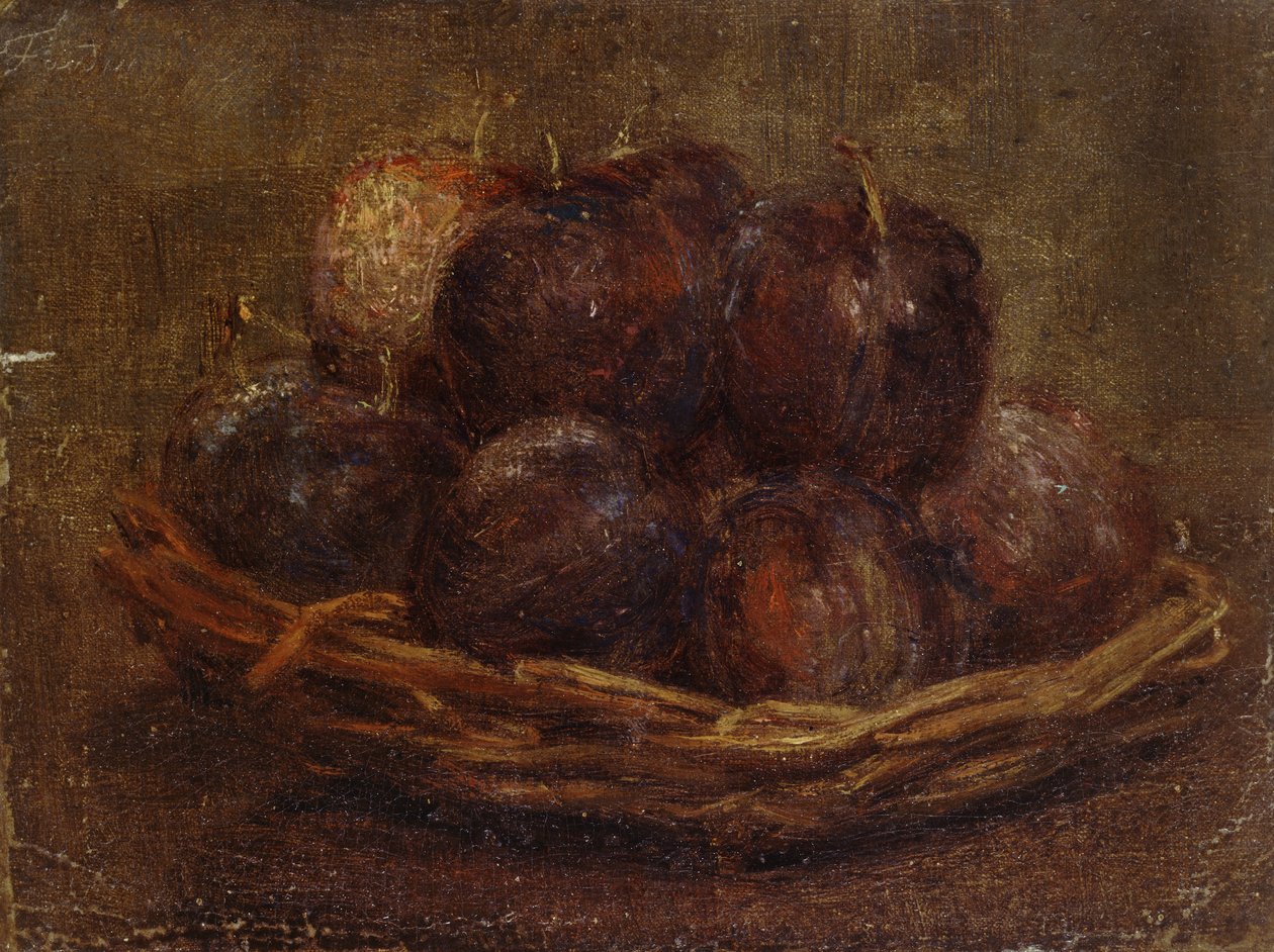 Egy kosár szilva, 1869 - 1869 (olaj, vászon, rajzként rögzítve) alkotó: Ignace Henri Jean Fantin Latour