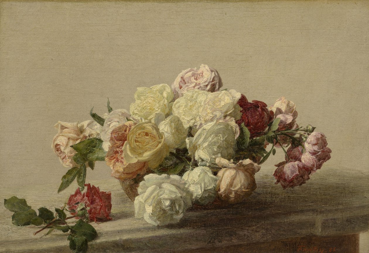 Tál rózsa márványasztalon, 1885 alkotó: Ignace Henri Jean Fantin Latour