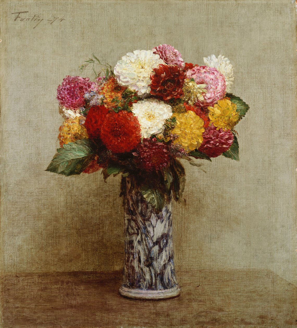 Dáliák kínai vázában, 1874 alkotó: Ignace Henri Jean Fantin Latour