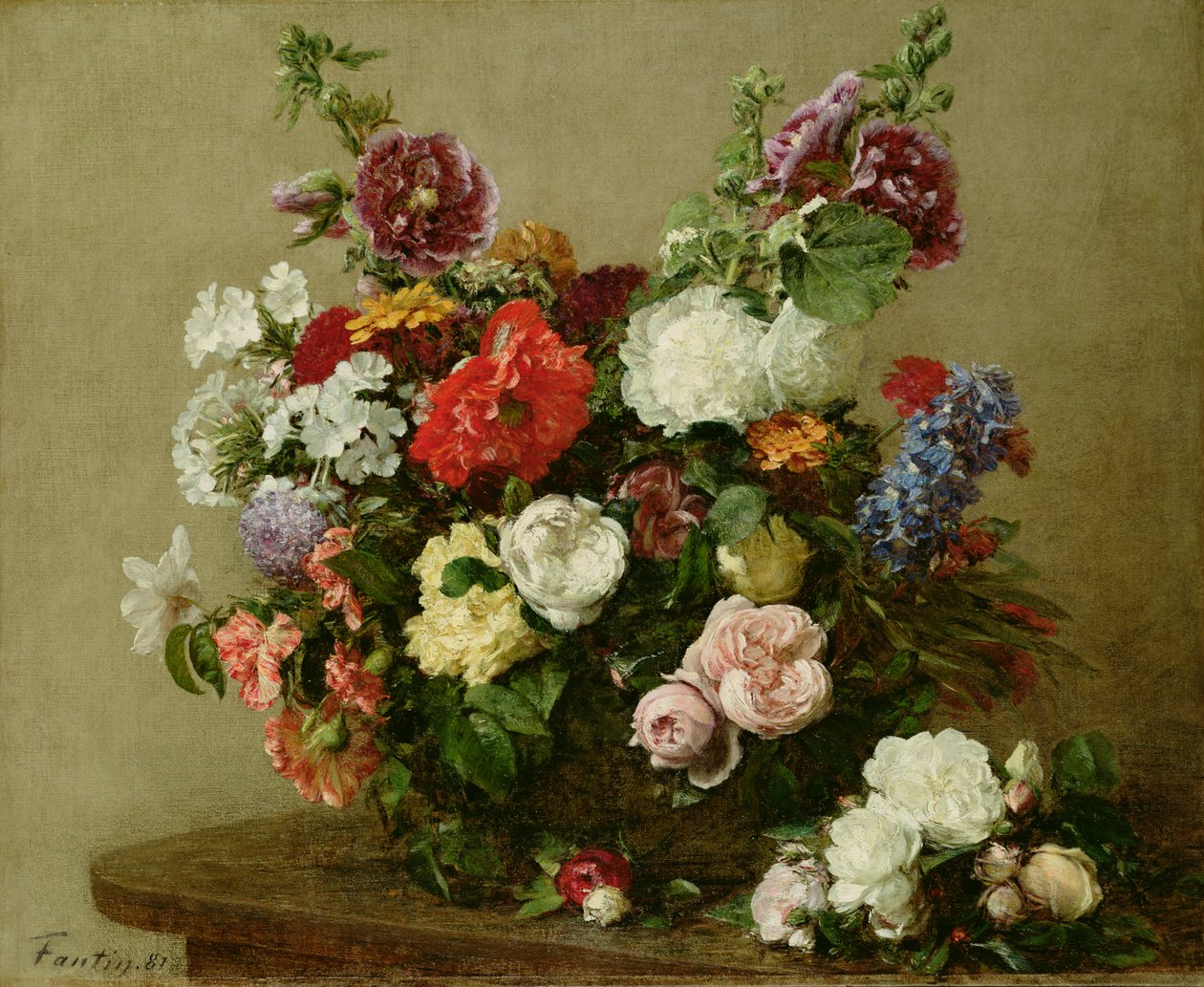 Francia rózsák és bazsarózsa, 1881 alkotó: Ignace Henri Jean Fantin Latour