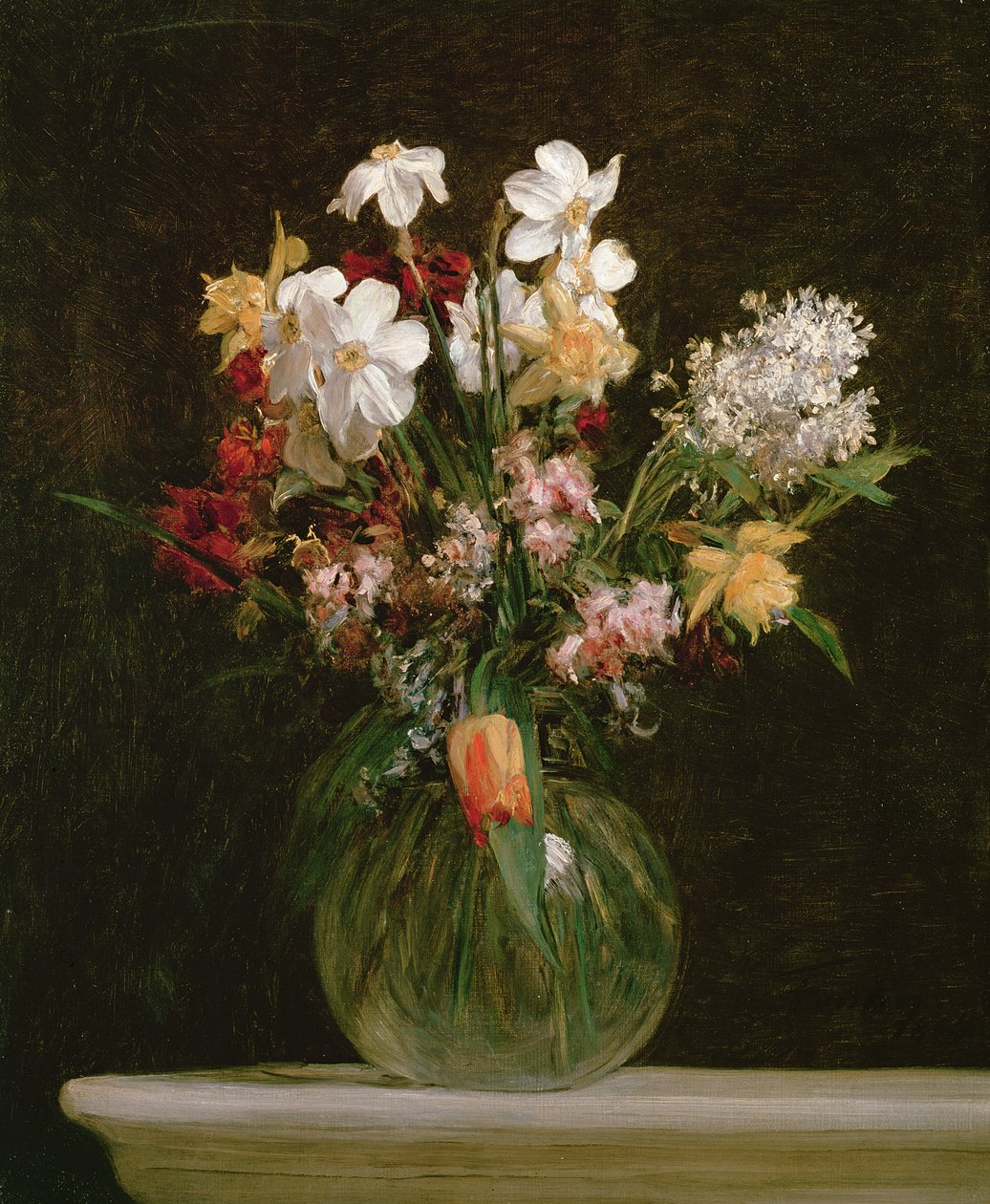 Fehér nárciszok, jácintok és tulipánok, 1864 alkotó: Ignace Henri Jean Fantin Latour