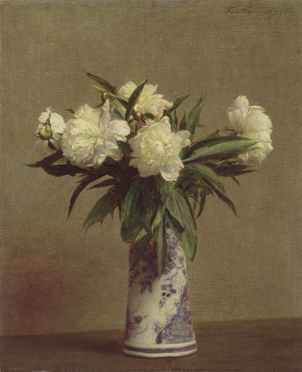 Pünkösdi rózsa kék-fehér vázában, 1872 alkotó: Ignace Henri Jean Fantin Latour