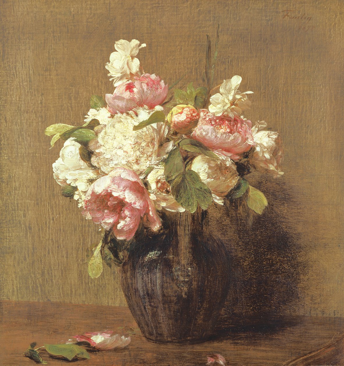 Fehér és rózsaszín pünkösdi rózsa, Narcissus alkotó: Ignace Henri Jean Fantin Latour