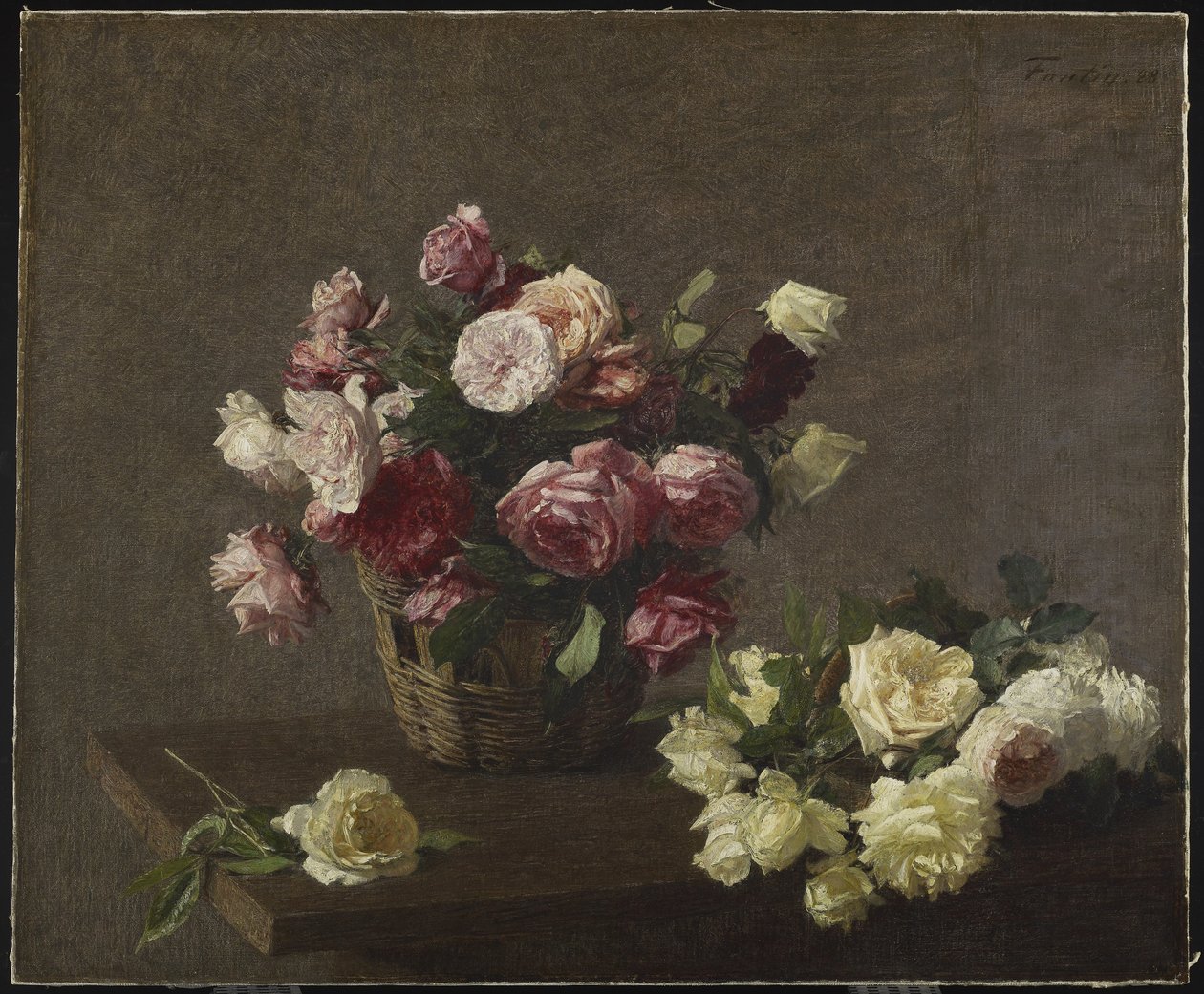 Rózsák a kosárban, vagy Rózsák a kosárban, 1888 alkotó: Ignace Henri Jean Fantin Latour