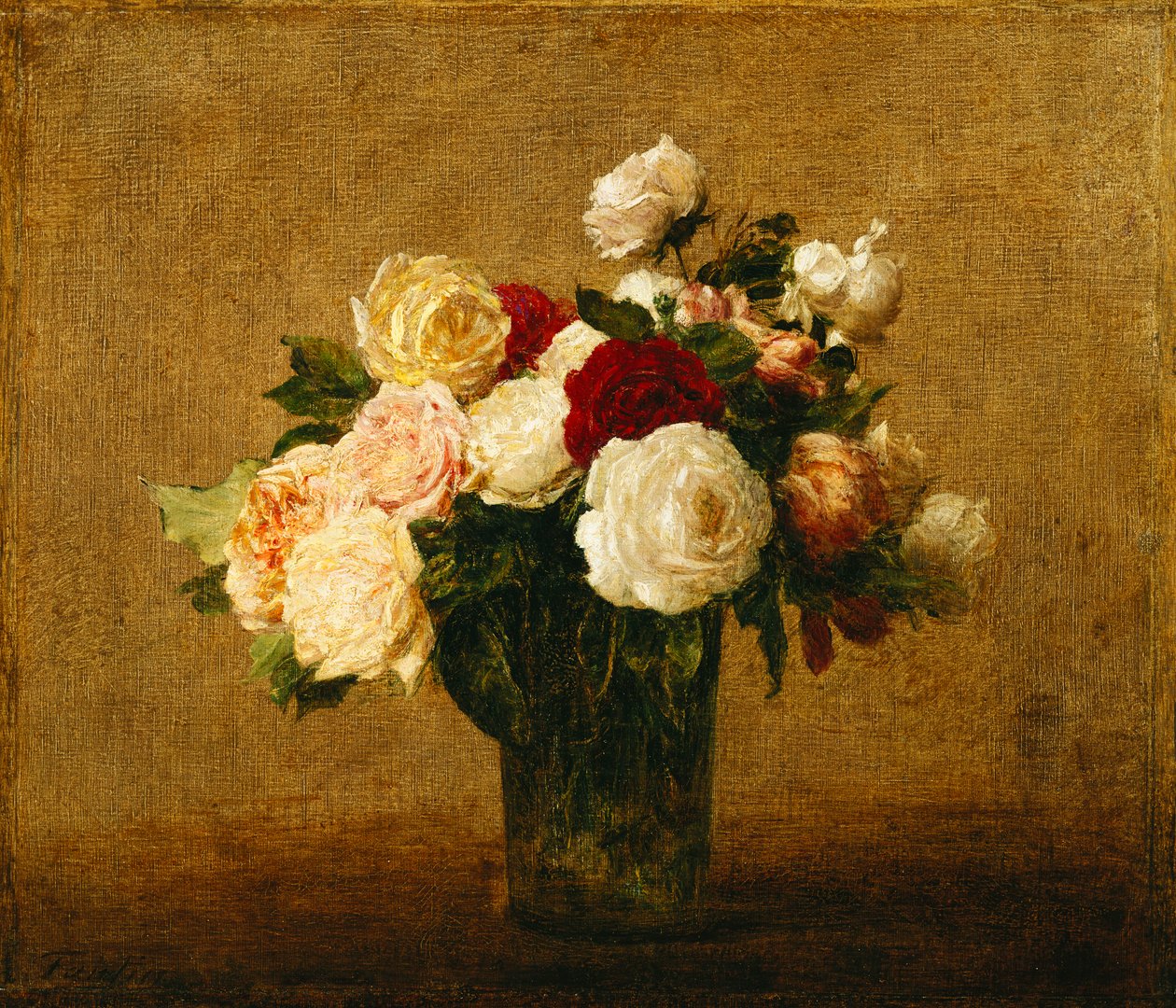 Rózsák üvegvázában; Rózsák üvegvázában, alkotó: Ignace Henri Jean Fantin Latour