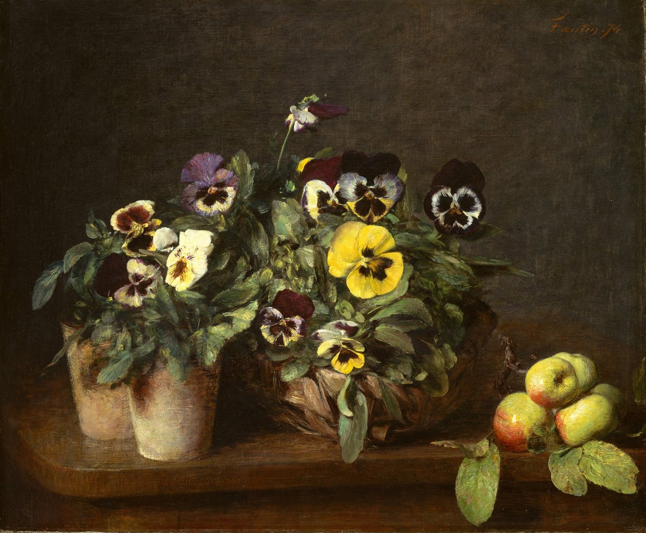Csendélet árvácskákkal, 1874 alkotó: Ignace Henri Jean Fantin Latour