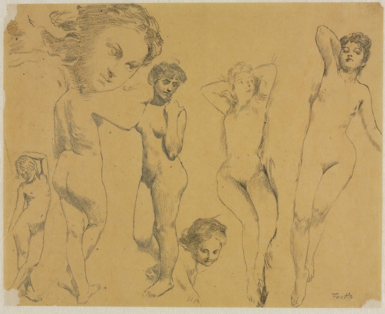 Tanulmányok női aktokról, c. 1895. alkotó: Ignace Henri Jean Fantin Latour