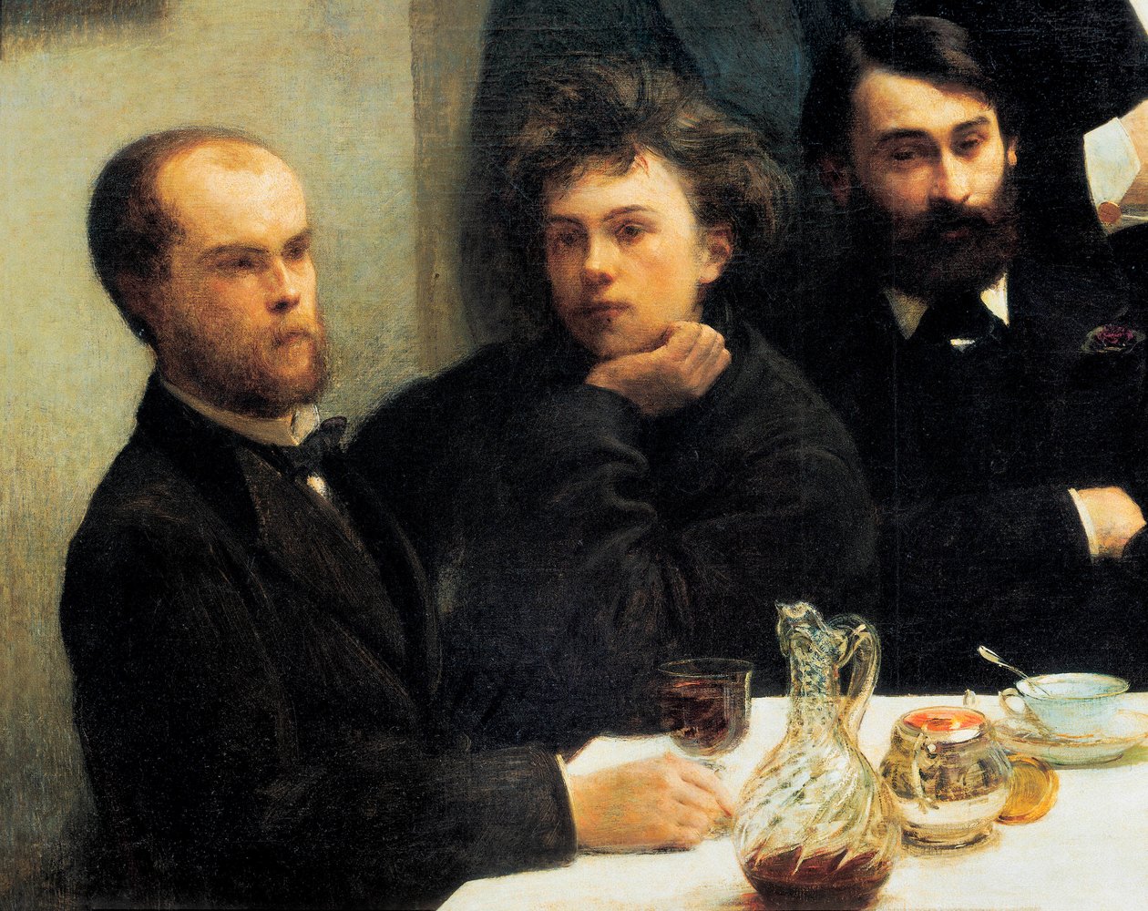 Asztalsarok: balról jobbra: Paul Verlaine, Arthur Rimbaud, Elzear Bonnier. (Festészet, XIX. század) alkotó: Ignace Henri Jean Fantin Latour