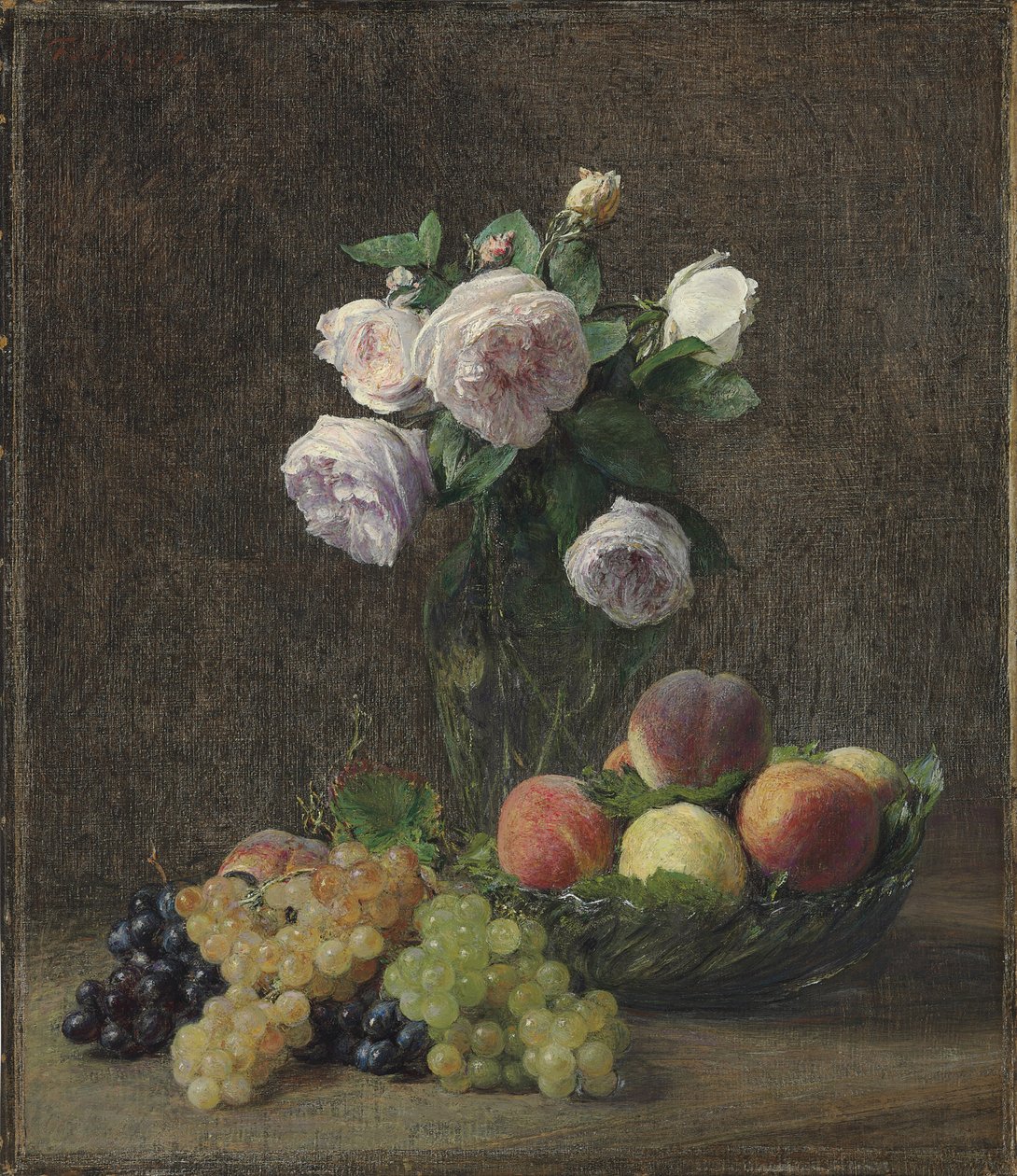 Rózsa, őszibarack és szőlő váza, 1894 alkotó: Ignace Henri Jean Fantin Latour