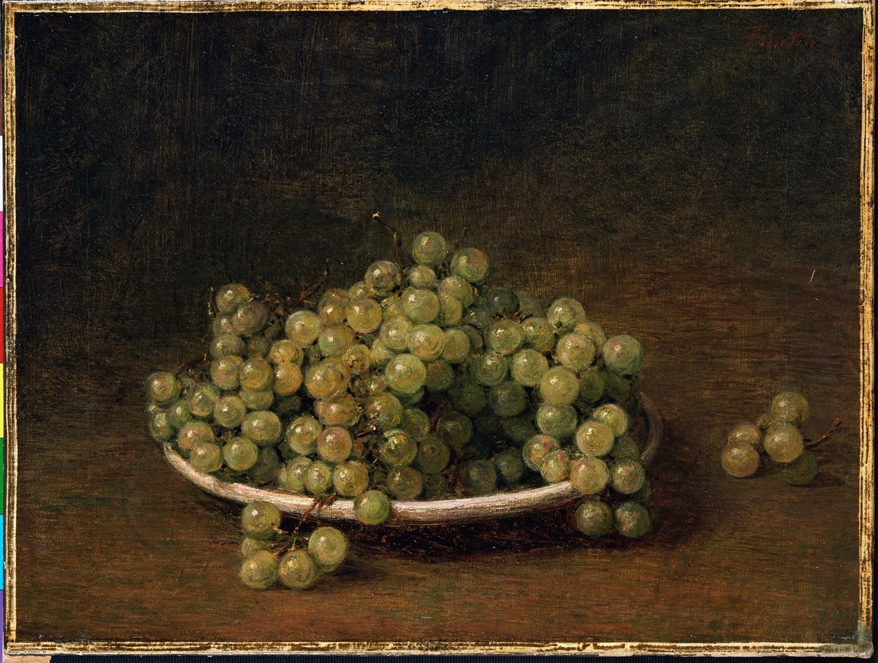 Fehér szőlő egy tányéron alkotó: Ignace Henri Jean Fantin Latour