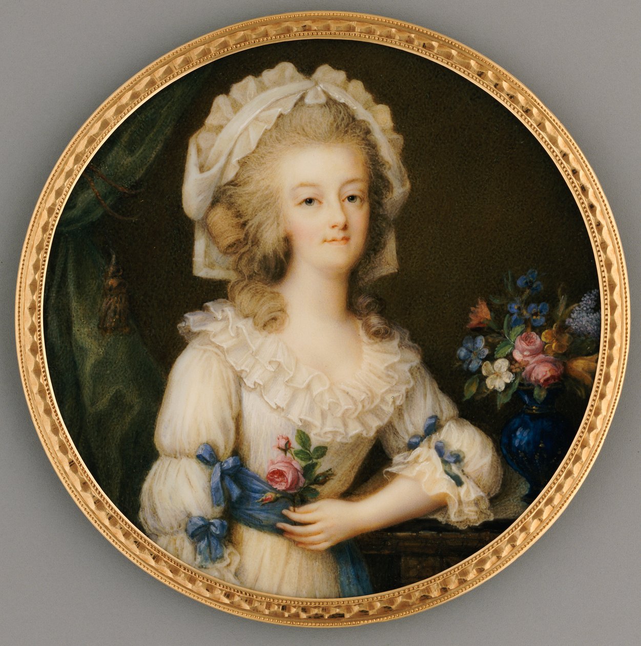 Marie-Antoinette királynő finom és fontos miniatúrája, 1780-85 körül alkotó: Ignace Jean Victor Campana