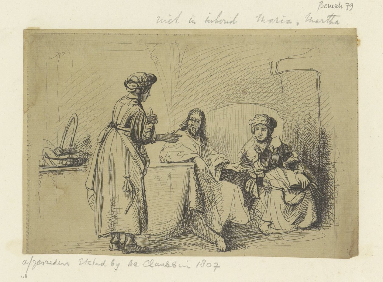 Christus bij Maria mint Martha Nyolcvanöt eredeti nyomat gyűjteménye (sorozat címe) alkotó: Ignace Joseph de Claussin (possibly)