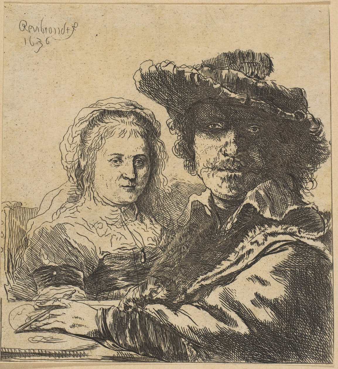 Rembrandt és felesége másolata, 1786-1844. alkotó: Ignace Joseph de Claussin