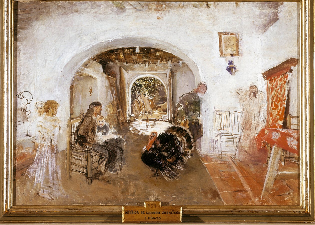 Egy farm belseje Valenciában, Spanyolországban. Ignacio PINAZO CAMARLENCH festménye alkotó: Ignacio Pinazo Camarlech