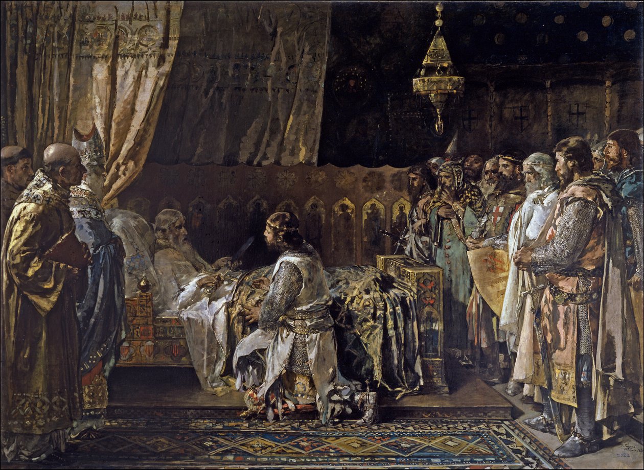 I. Jakab király, a győztes átadja kardját fiának, Pedrónak, 1881 alkotó: Ignacio Pinazo Camarlench