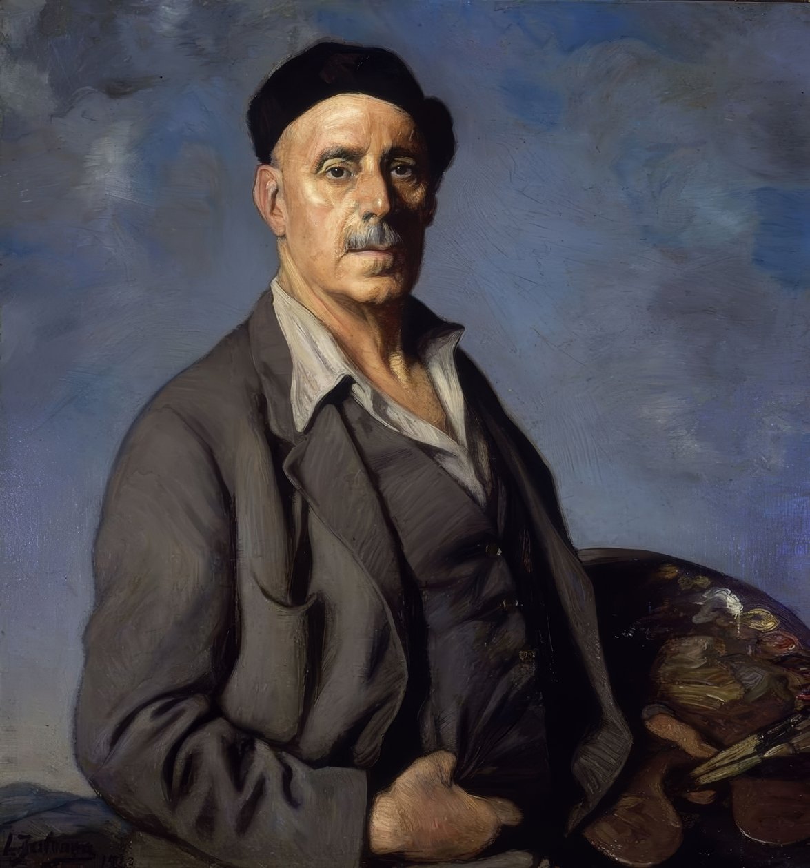 ÖNARCÉP KÉK HÁTTÉRTEL - 1942 - OLAJ / VÁSZON - 90X85 cm alkotó: Ignacio Zuloaga y Zabaleta