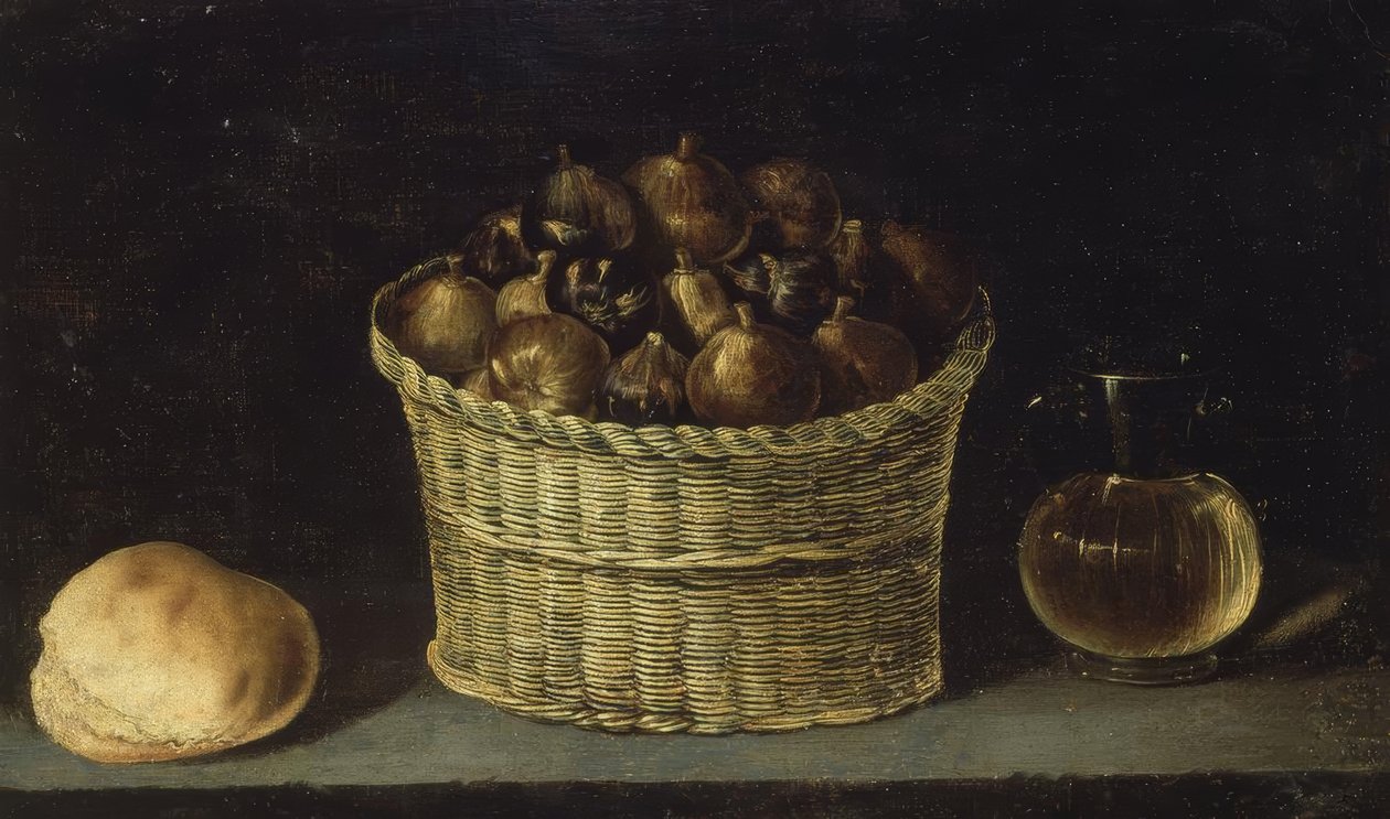 BODEGON (FONTOTT KOSÁR fügével, KENYÉRREL ÉS MÉZES JARRITÁVAL) – XX. SZÁZAD alkotó: Ignacio Zuloaga y Zabaleta