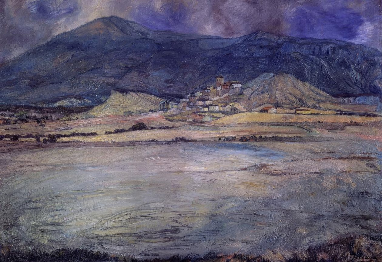 ZARAGOZA VÁROS - ESCO - XX. SZÁZAD - OLAJ / VÁSZON - 90 X 30 CMS alkotó: Ignacio Zuloaga y Zabaleta