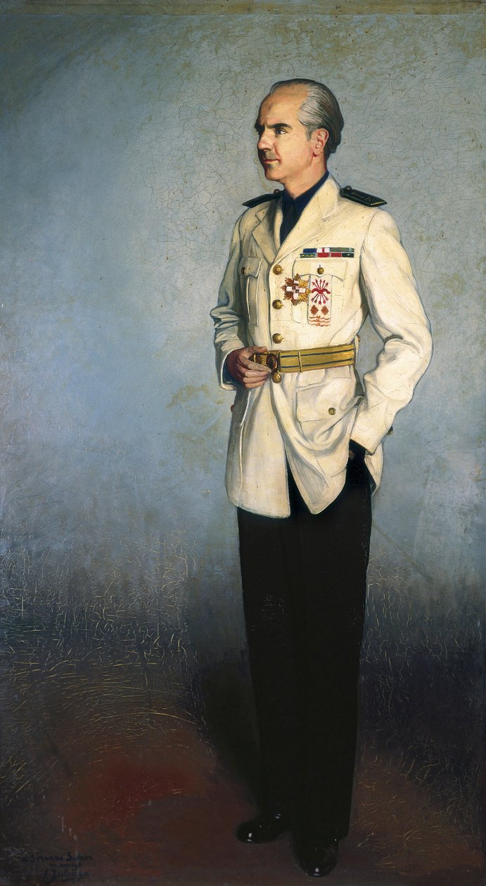 Ramon SERRANO SUNER (1901-2003) spanyol bíró és politikus portréja (olaj, vászon) alkotó: Ignacio Zuloaga y Zabaleta