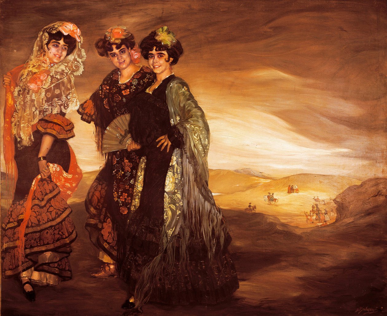 A három unokatestvér (a táncosok hagyományos spanyol viseletében) 1903 körül (olaj, vászon) alkotó: Ignacio Zuloaga y Zabaleta