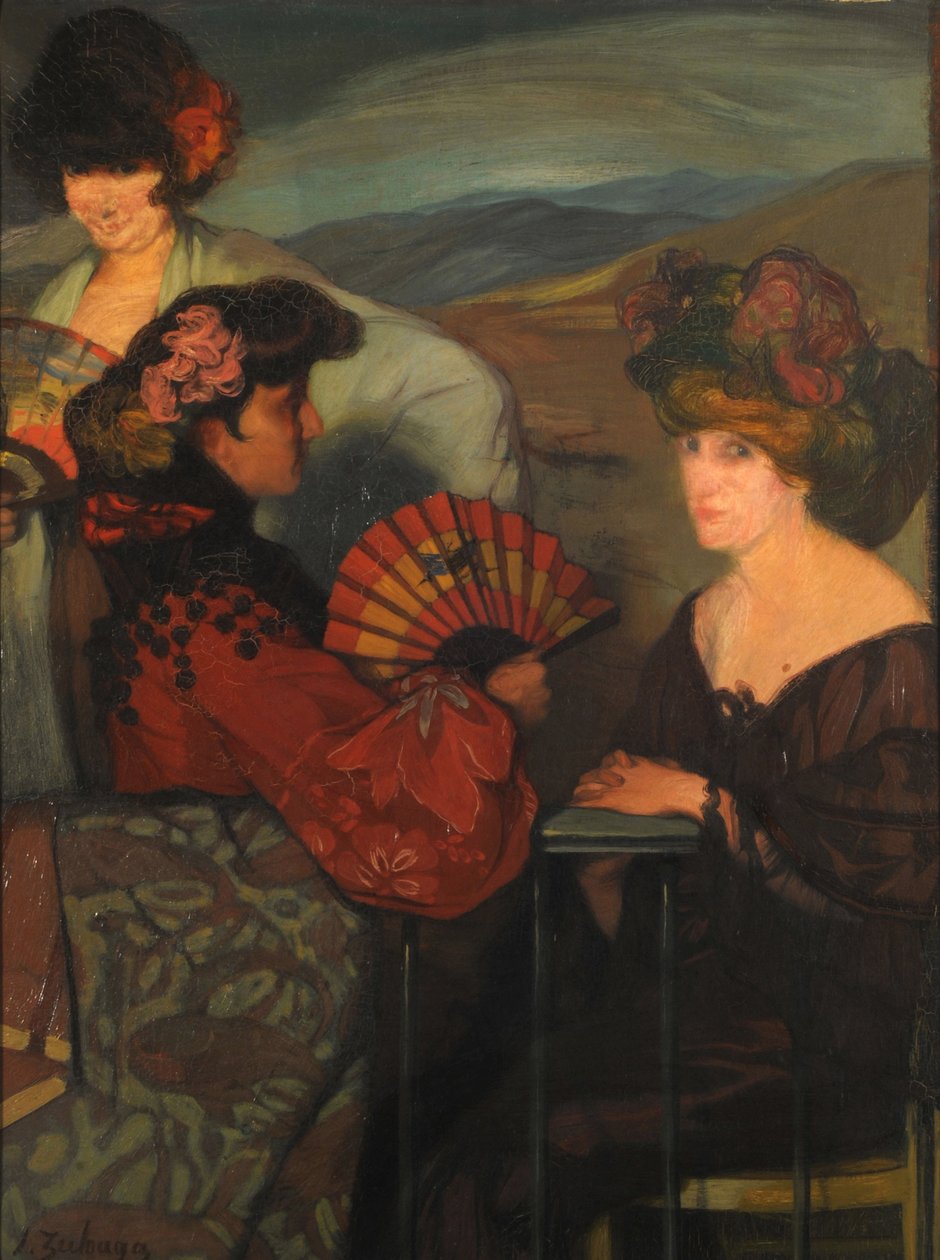 Spanyol nők és egy angol nő az erkélyen, 1900-as évek. alkotó: Ignacio Zuloaga y Zabaleto