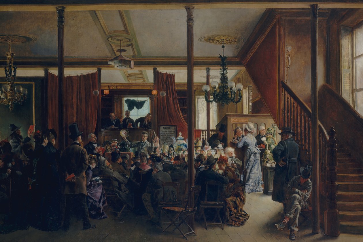Aukciós eladás Clinton Hallban, New York államban, 1876, 1876. alkotó: Ignacio de León Escosura