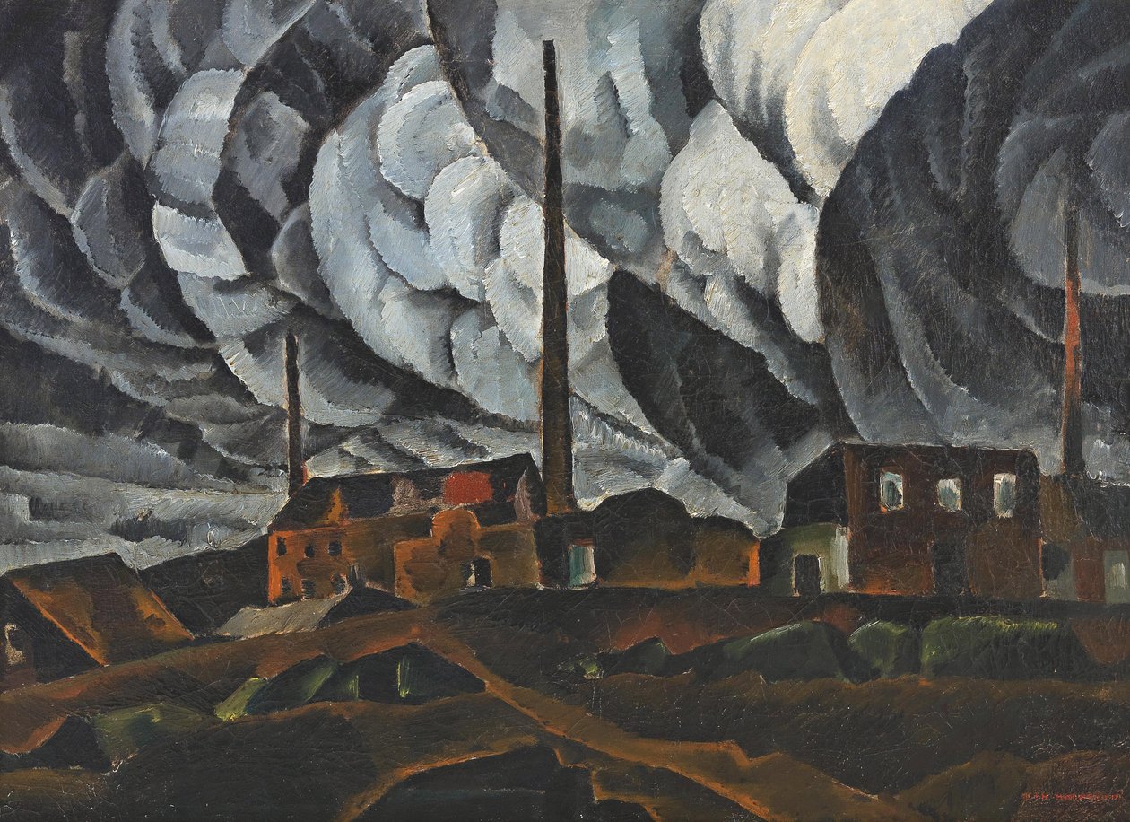 Táj gyárépülettel, 1920-as évek eleje. alkotó: Ignati Ignatyevich Nivinsky