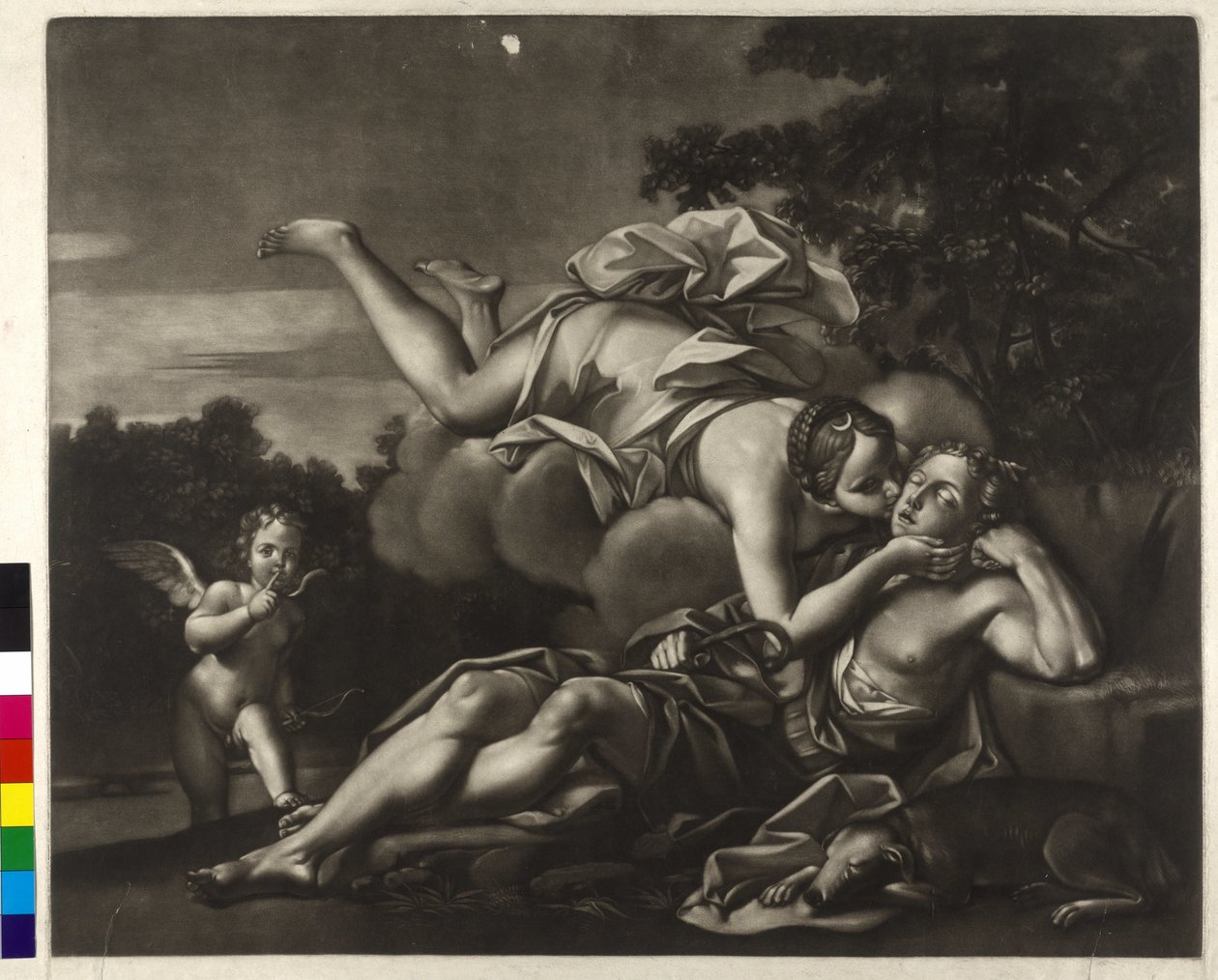 Mezzotinto Ignatius Unterberger Selene és Endymion (mezzotinto) alkotó: Ignaz Unterberger