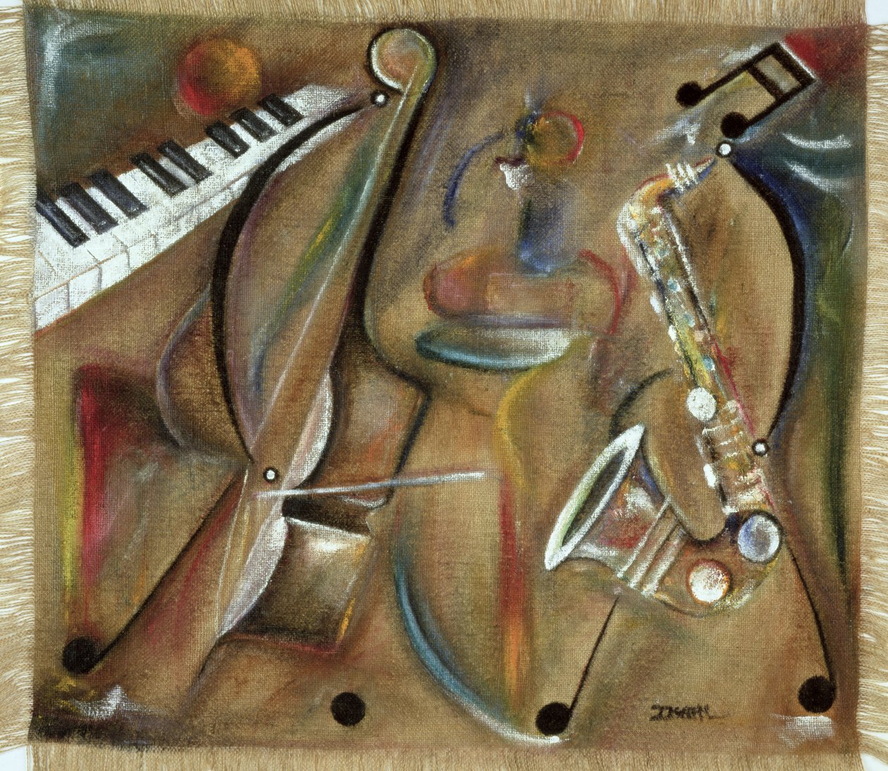 Burlap Sax (olaj zsákvászonra) alkotó: Ikahl Beckford