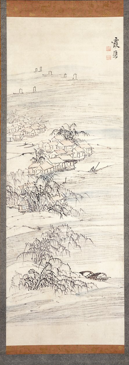 River Village and Fishing Pleasure (szín és tinta papíron) alkotó: Ike no Taiga
