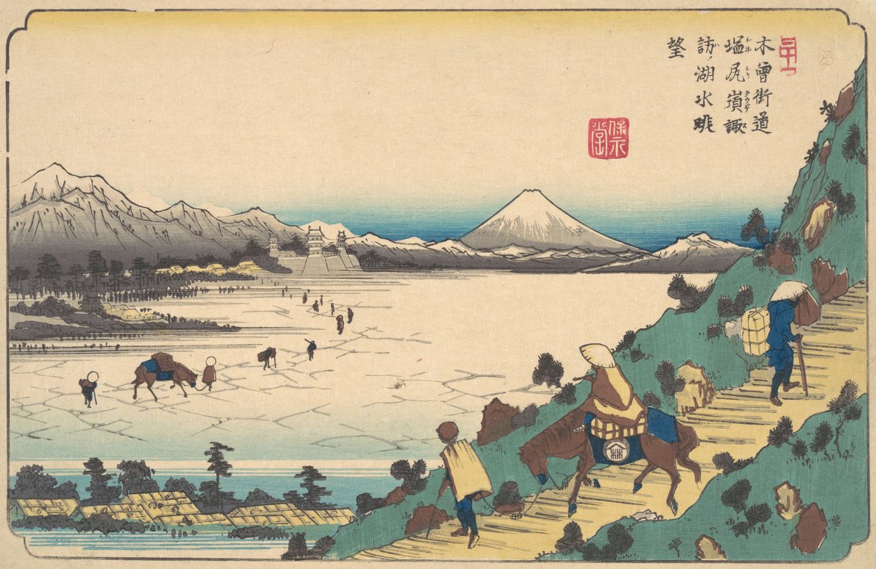 Suwa-tó a Shiojiri-hágótól, kb. 1835. alkotó: Ikeda Eisen