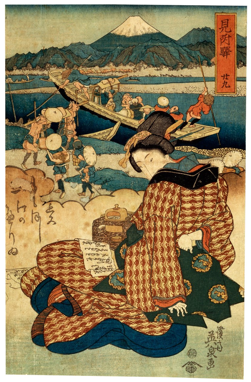 "Station 29. Mitsuke" a "Tokaido szépségei" sorozatból, c1830-c1835 alkotó: Ikeda Eisen