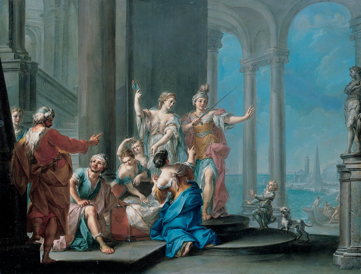 Akhilleusz és Lycomedes lányai (olaj, vászon) alkotó: Il Sansone