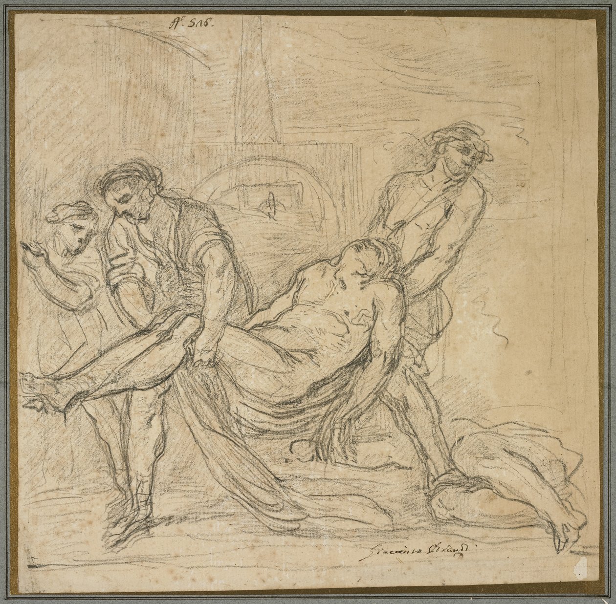 Szent Abdon és Szent Sennen eltemetik a keresztény mártírokat, 1653-1657 alkotó: Il and Brueghel, Abraham Borgognone