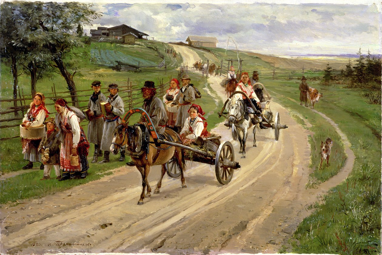 Visszatérés a vásárról, 1883 alkotó: Illarion Mikhailovich Pryanishnikov