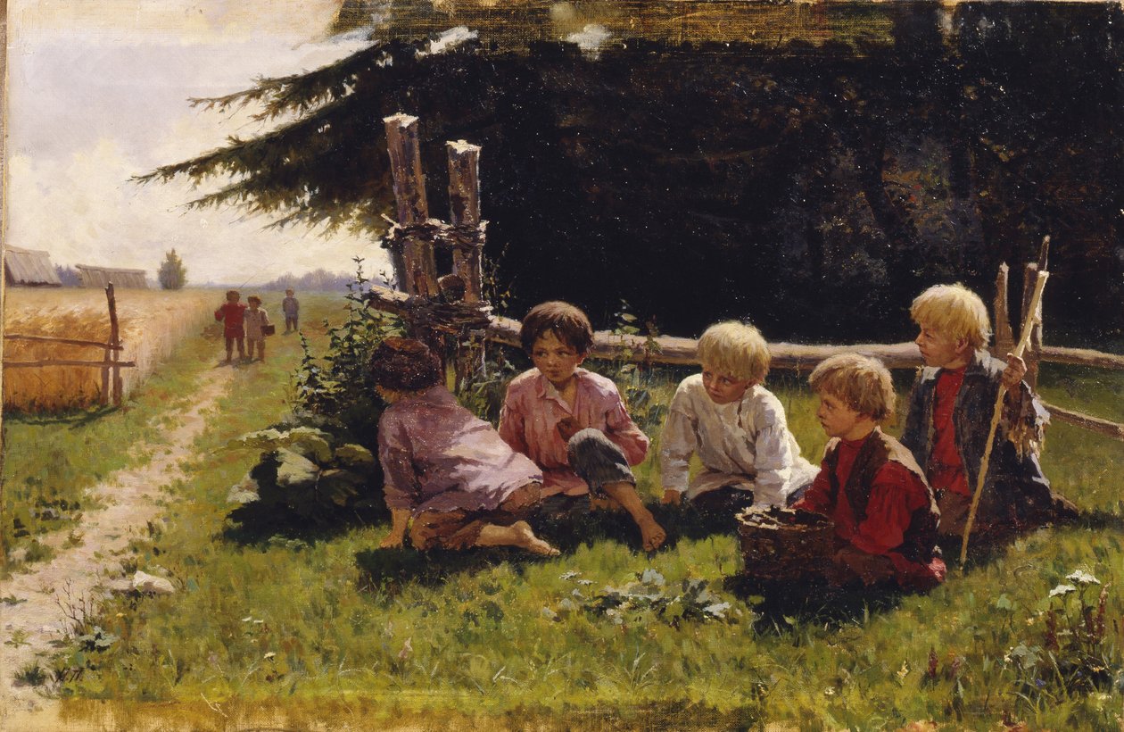 Gyermekek lesben alkotó: Illarion Mikhailovich Pryanishnikov