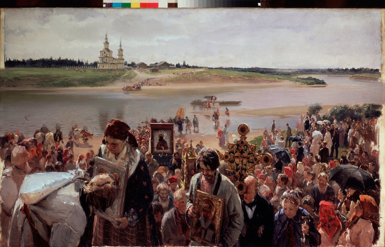 Húsvéti körmenet. Illarion Mihajlovics Prjanisnyikov (1840-1894) festménye, olaj, vászon alkotó: Illarion Mikhailovich Pryanishnikov
