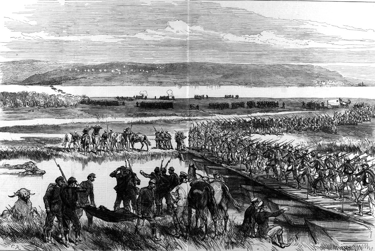 Az oroszok Duna -folyója Simnitzánál alkotó: Illustrated London News