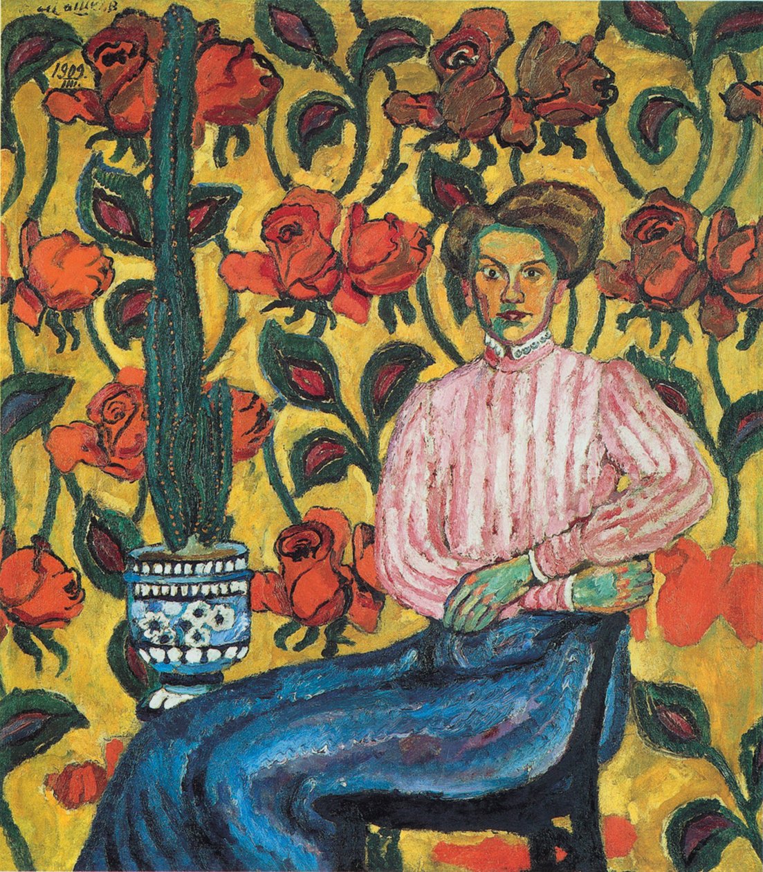 Varvara Petrovna Vinogradova portréja, 1909 alkotó: Ilya Ivanovich Mashkov