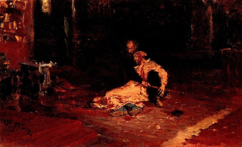 Szörnyű Iván és fia, Iván. alkotó: Ilya Efimovich Repin