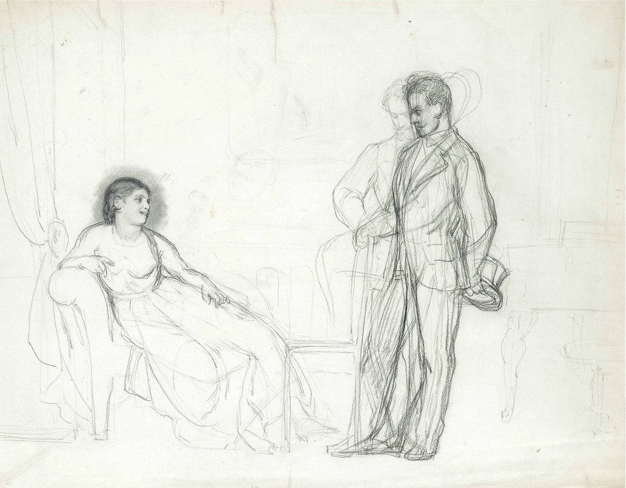 Adelina Patti (1843-1919) Violetta szerepében Giuseppe Verdi La traviata című operájában par Repin, Ilja Jefimovics (1844-1930), 1860-as évek vége – 1870-es évek eleje – Ceruza papírra – Konstantin-palota, Szentpétervár alkotó: Ilya Efimovich Repin