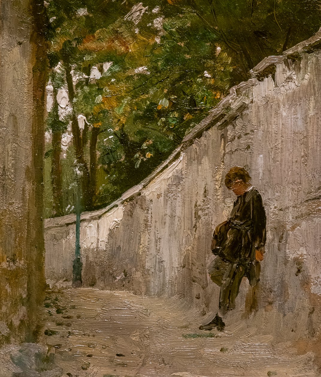 FIÚ A KERT FALÁHOZ dőlve, MONTMARTRE alkotó: Ilya Efimovich Repin