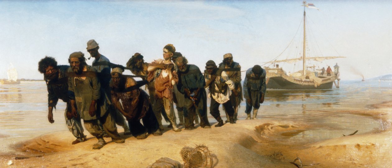 Teherhajók a Volgán (Oroszország) alkotó: Ilya Efimovich Repin